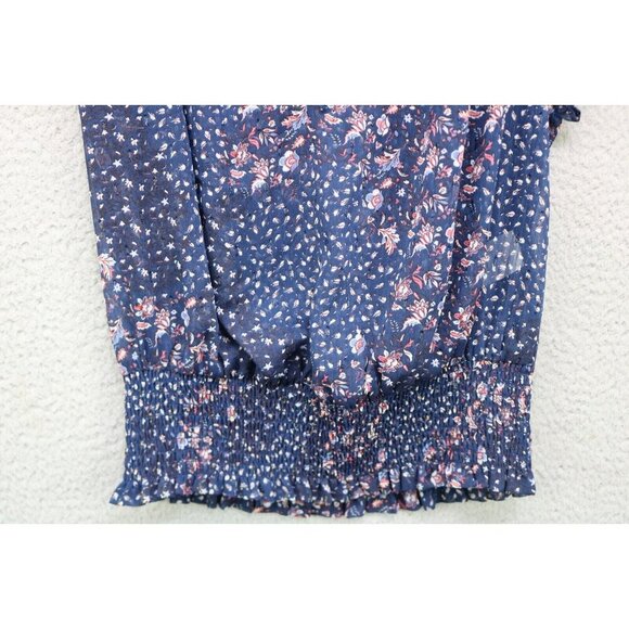 Joie Semi-Sheer Elastic Waist Top-Ruffle Sleeve-S/P-Metallics-Fairy-Cottagecore - Picture 2 of 12